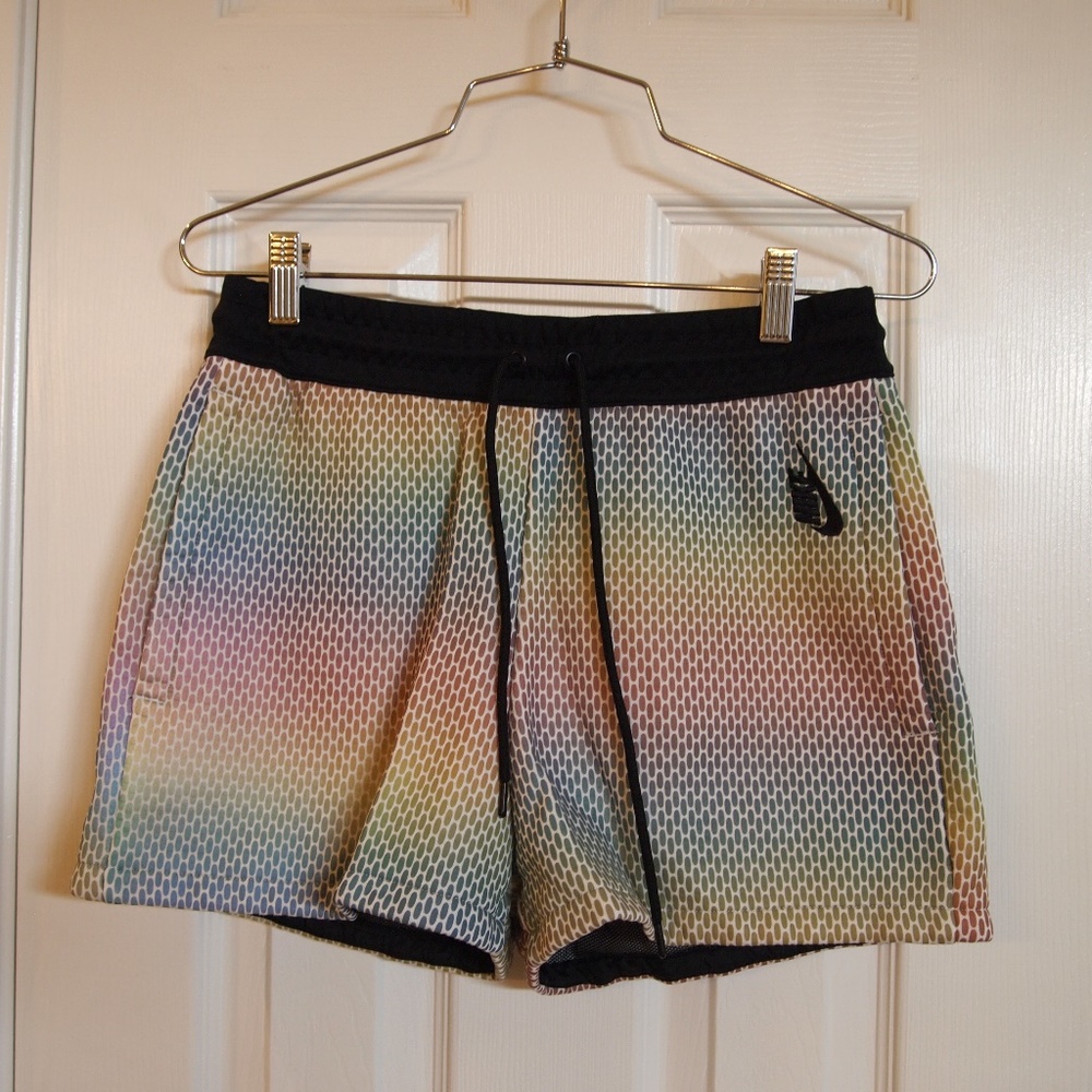Nike Women's Black and Rainbow Athletic Shorts